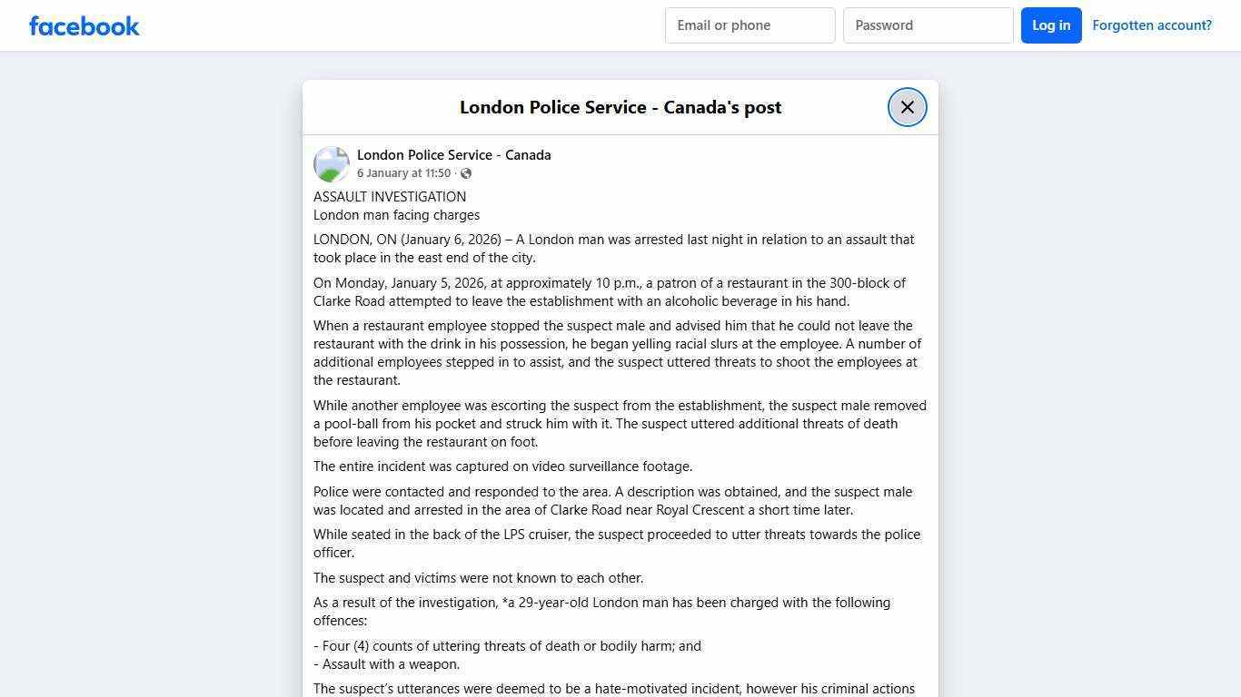 ASSAULT INVESTIGATION... - London Police Service - Canada | Facebook
